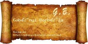 Gabányi Borbála névjegykártya